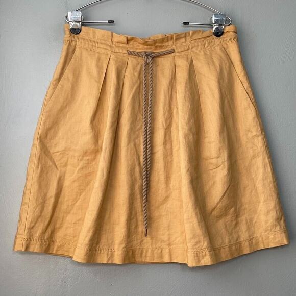 Ann Taylor LOFT Size 10 Minimalist Tan Drawstring Skirt Lagenlook Goblincore - Picture 1 of 10